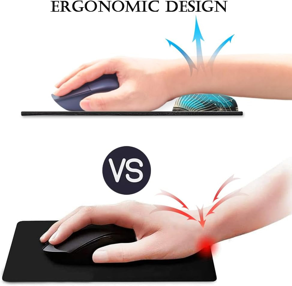 Ergonomic Wrist Support Gel Mouse Pad, Wrist Rest Comfortable Computer Mouse Pad for Laptop, Pain Relief, Non-Slip Rubber Base,Moon Phase